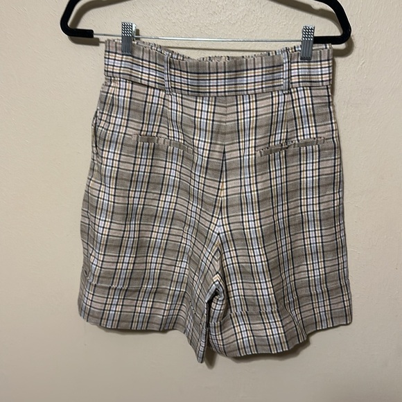 Massimo Dutti Check Linen Blend Bermuda Shorts Size 6 - Picture 5 of 9